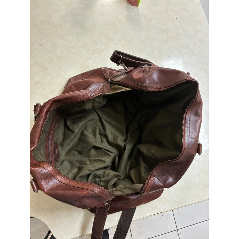 Herring England Brown Leather Weekend Holdall Duffle Bag Travel Carry On Luggage